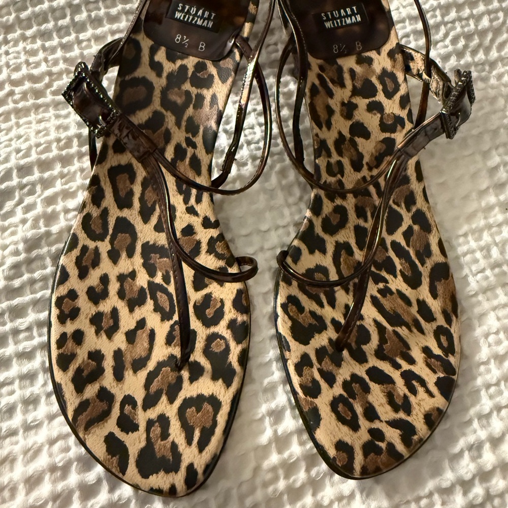 ✨️STUART WEITZMAN✨️ Lepard Print 2 Inch Heel Sandal Slide Wm's Sz 8 1/2 New - Picture 9 of 9